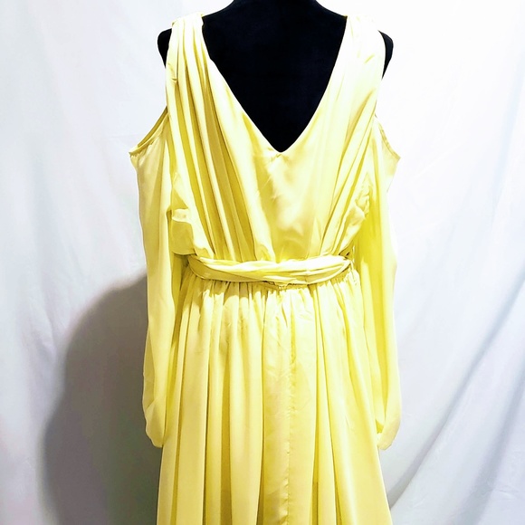 🆕Neon Yellow Cold Shoulder Maxi Dress🦄💋 - Picture 3 of 7